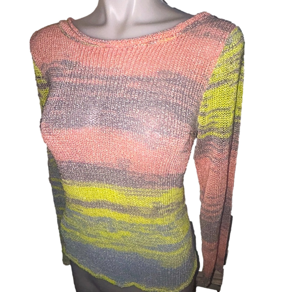 Chaser Womens Knitted Pullover Sweater Fermo Space Dye Weave Back Pink Pistachio - Picture 3 of 10